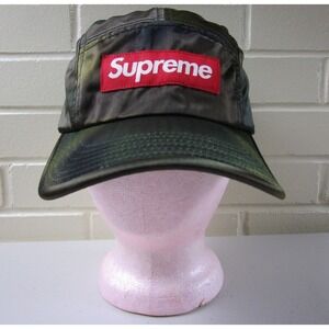 Supreme Washed Satin Camo Camp Cap Hat Camouflage SS21 Hype Strapback Adjustable
